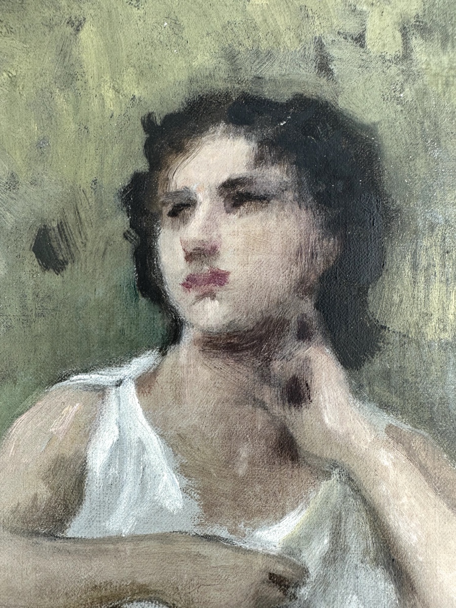 William Bouguereau - Study For 'inspiration' - Oil On Canvas-photo-3