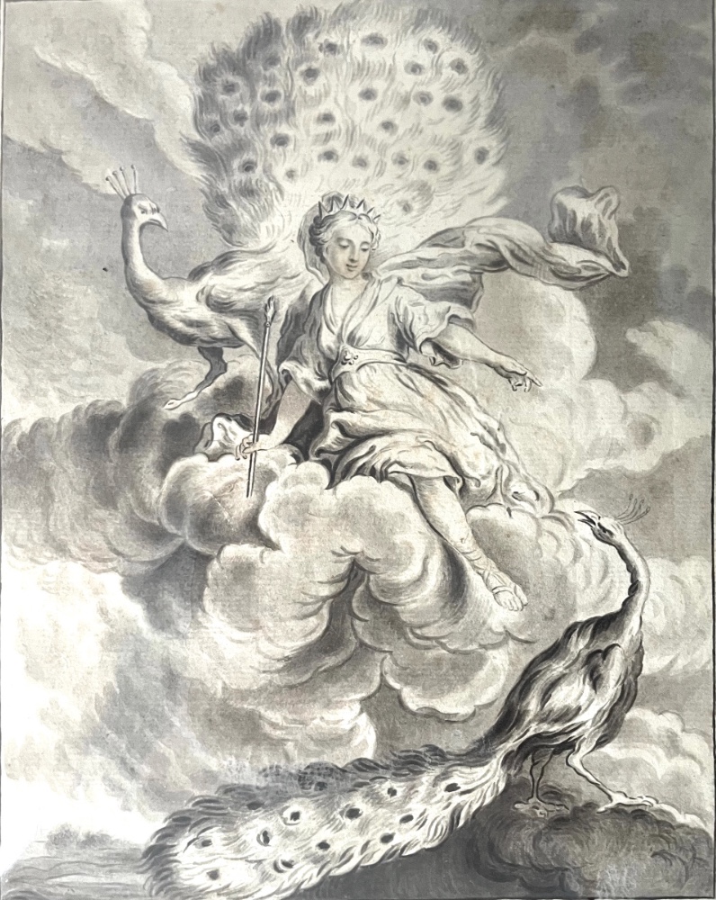 C.-H. Cochin (d’après), XVIIIe s. – Le Paon se plaignant à Junon – Dessin