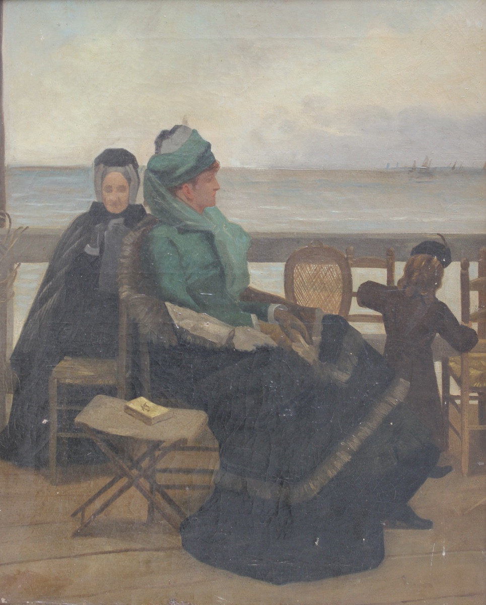 Alfred Stevens (attribué à) – La grand-mère, la mère et l’enfant à Sainte-Adresse -photo-2