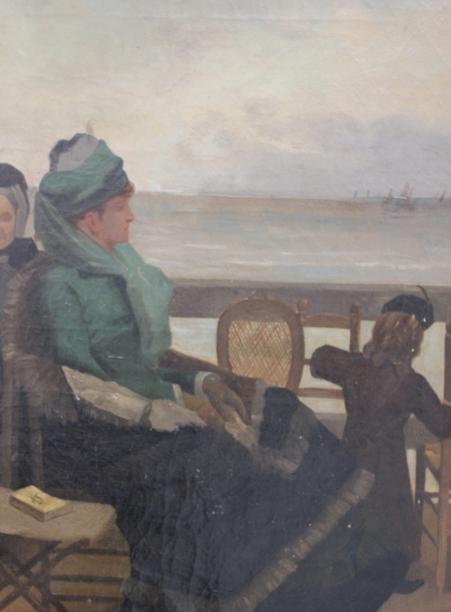 Alfred Stevens (attribué à) – La grand-mère, la mère et l’enfant à Sainte-Adresse -photo-3