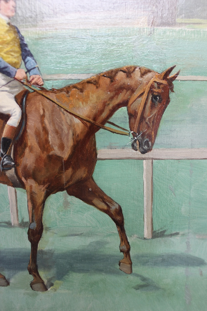 Charles De Condamy - The Jockeys - Oil On Panel-photo-2