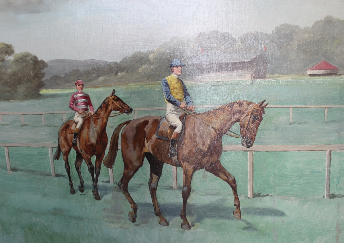 Charles De Condamy - The Jockeys - Oil On Panel-photo-1