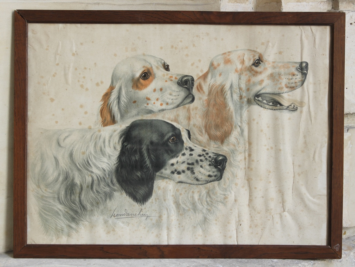 Léon Danchin - The Three Dogs - Engraving