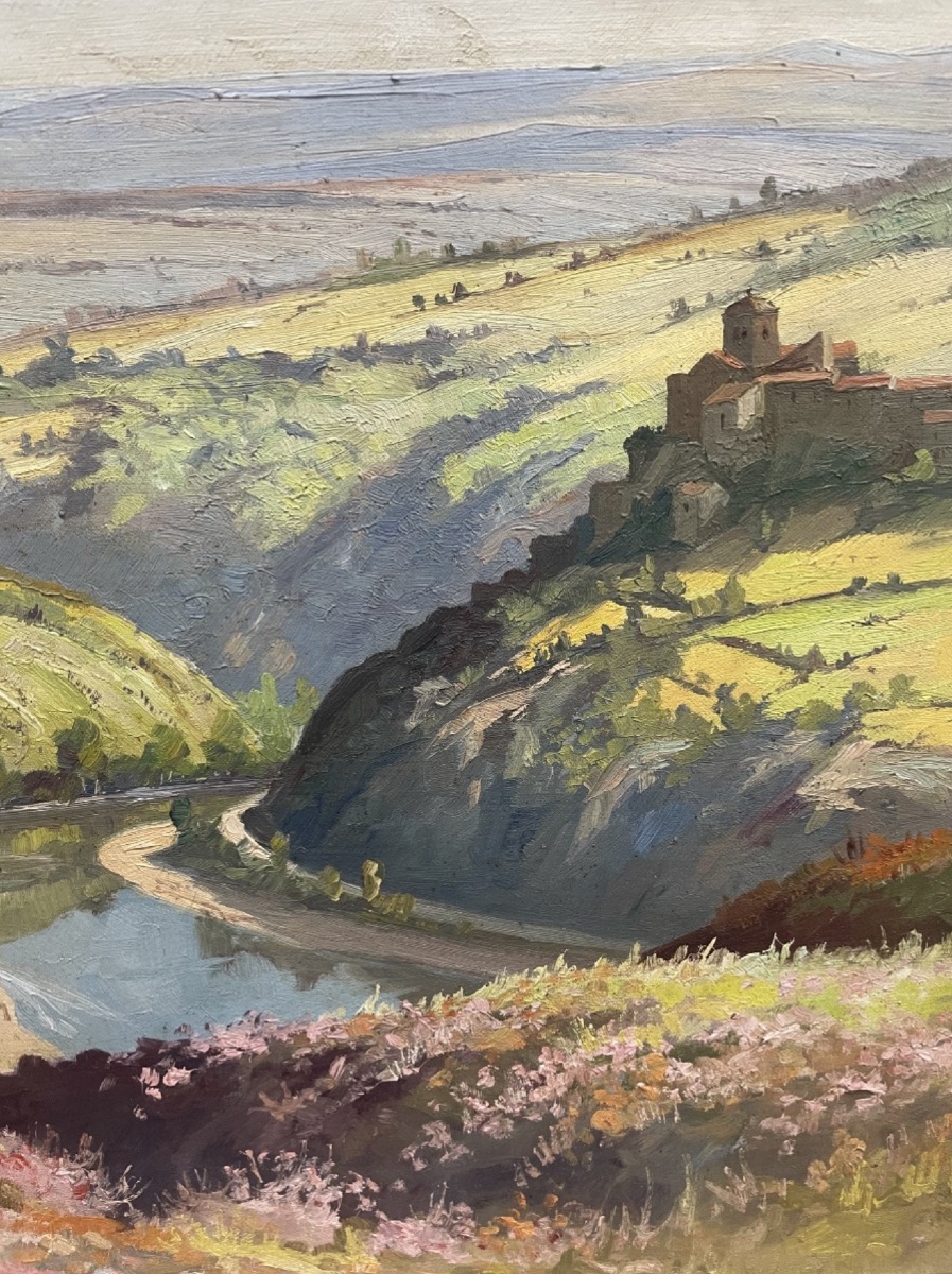 André Gardin - Vue du village de Saint Yvoine (près d’Issoire, Auvergne) 1947 - Huile sur toile-photo-3