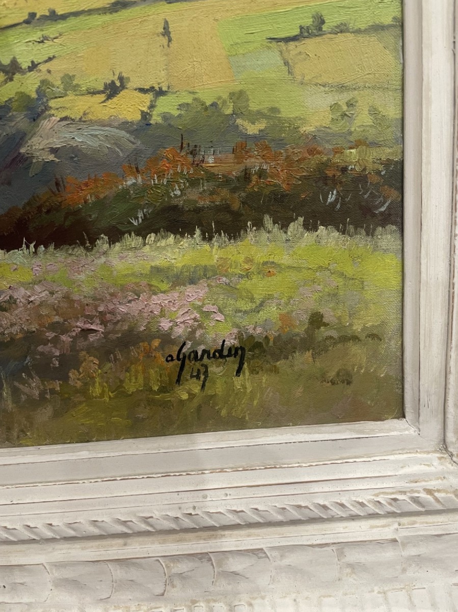 André Gardin - Vue du village de Saint Yvoine (près d’Issoire, Auvergne) 1947 - Huile sur toile-photo-4