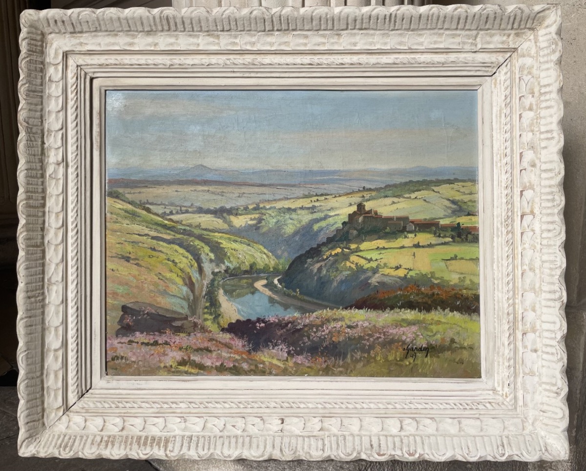 André Gardin - Vue du village de Saint Yvoine (près d’Issoire, Auvergne) 1947 - Huile sur toile
