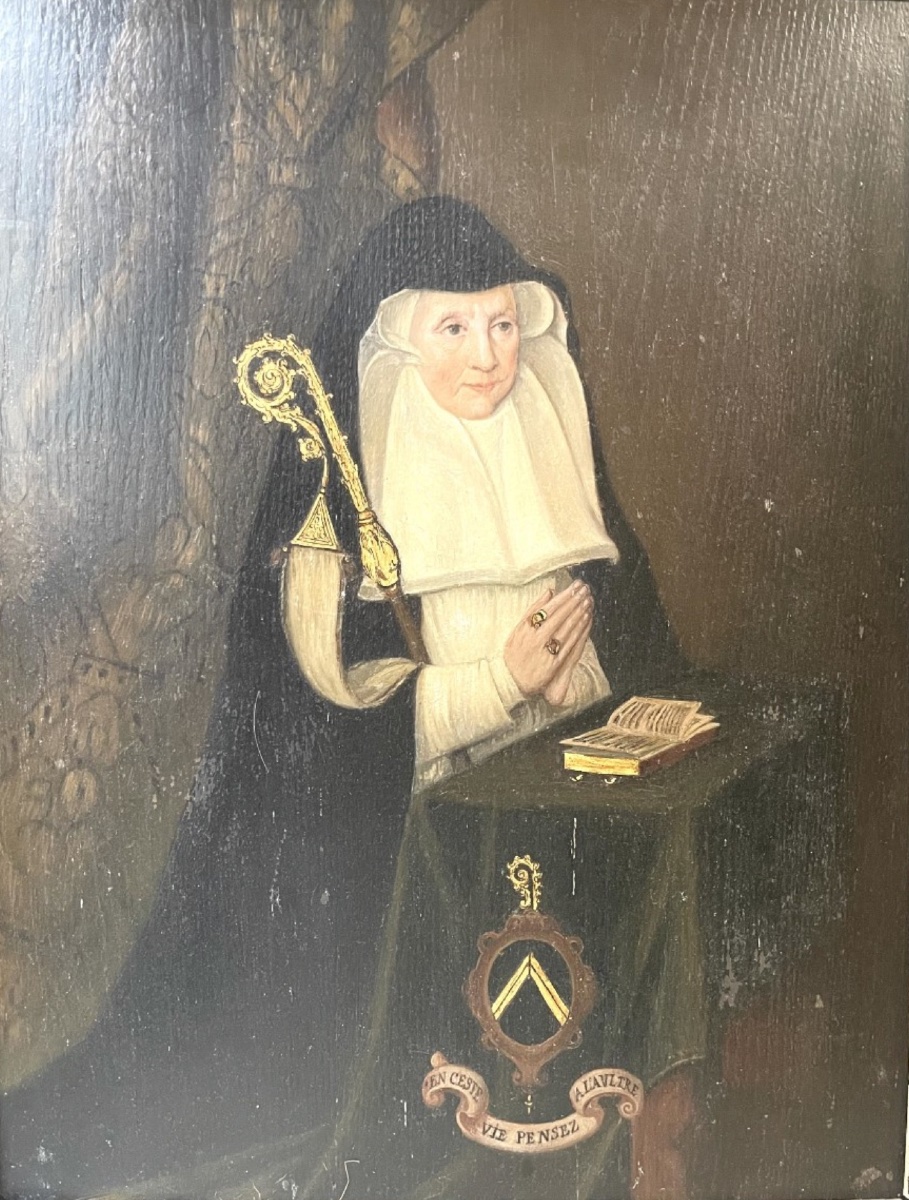 19th Century French School - Portrait Of Anne De Lattre, Abbess Of Notre-dame De Beaulieu-photo-2