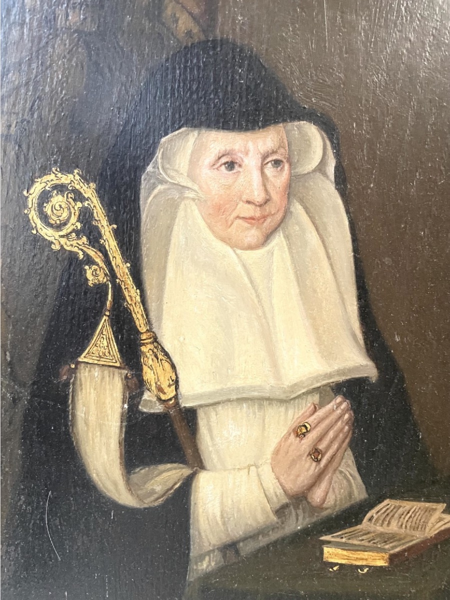 19th Century French School - Portrait Of Anne De Lattre, Abbess Of Notre-dame De Beaulieu-photo-3