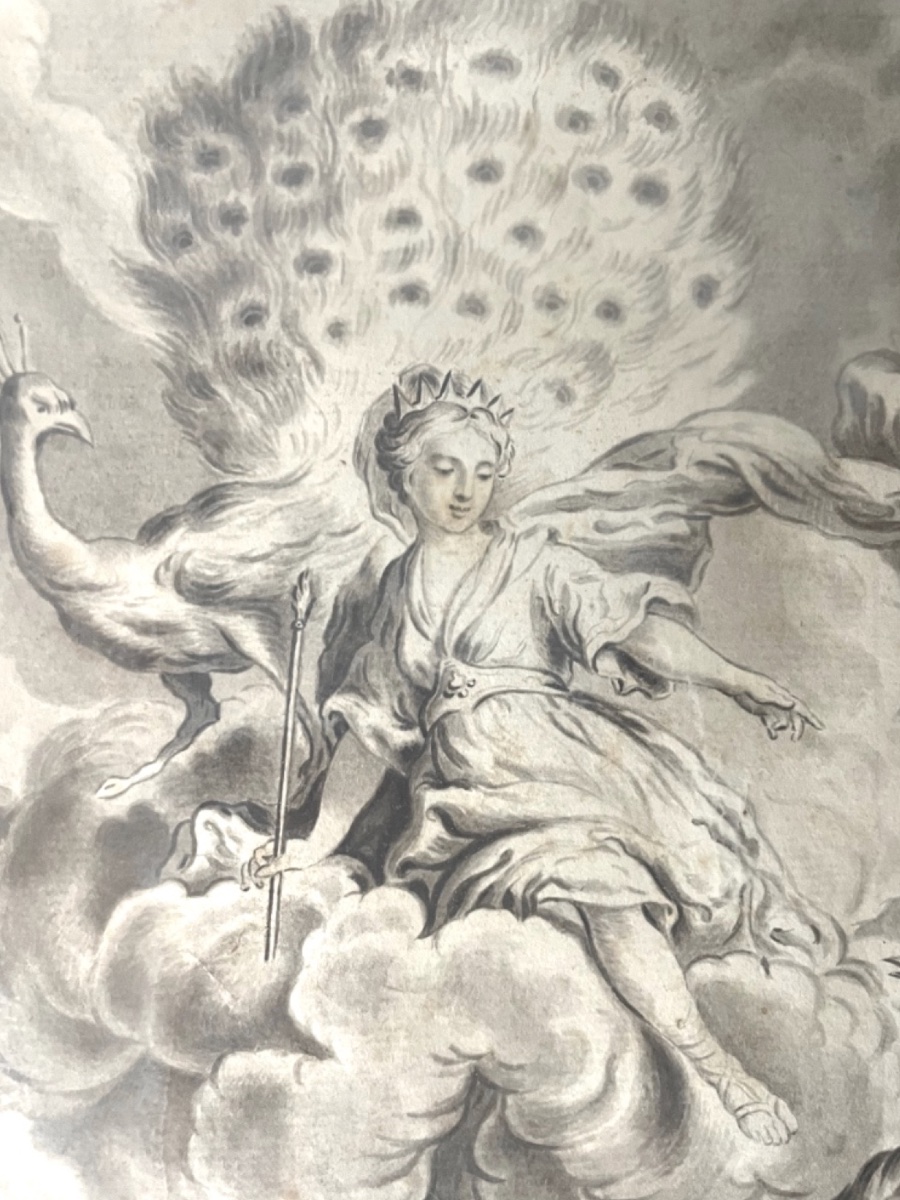 C.-H. Cochin (d’après), XVIIIe siècle - Le paon se plaignant a Junon - Dessin-photo-3
