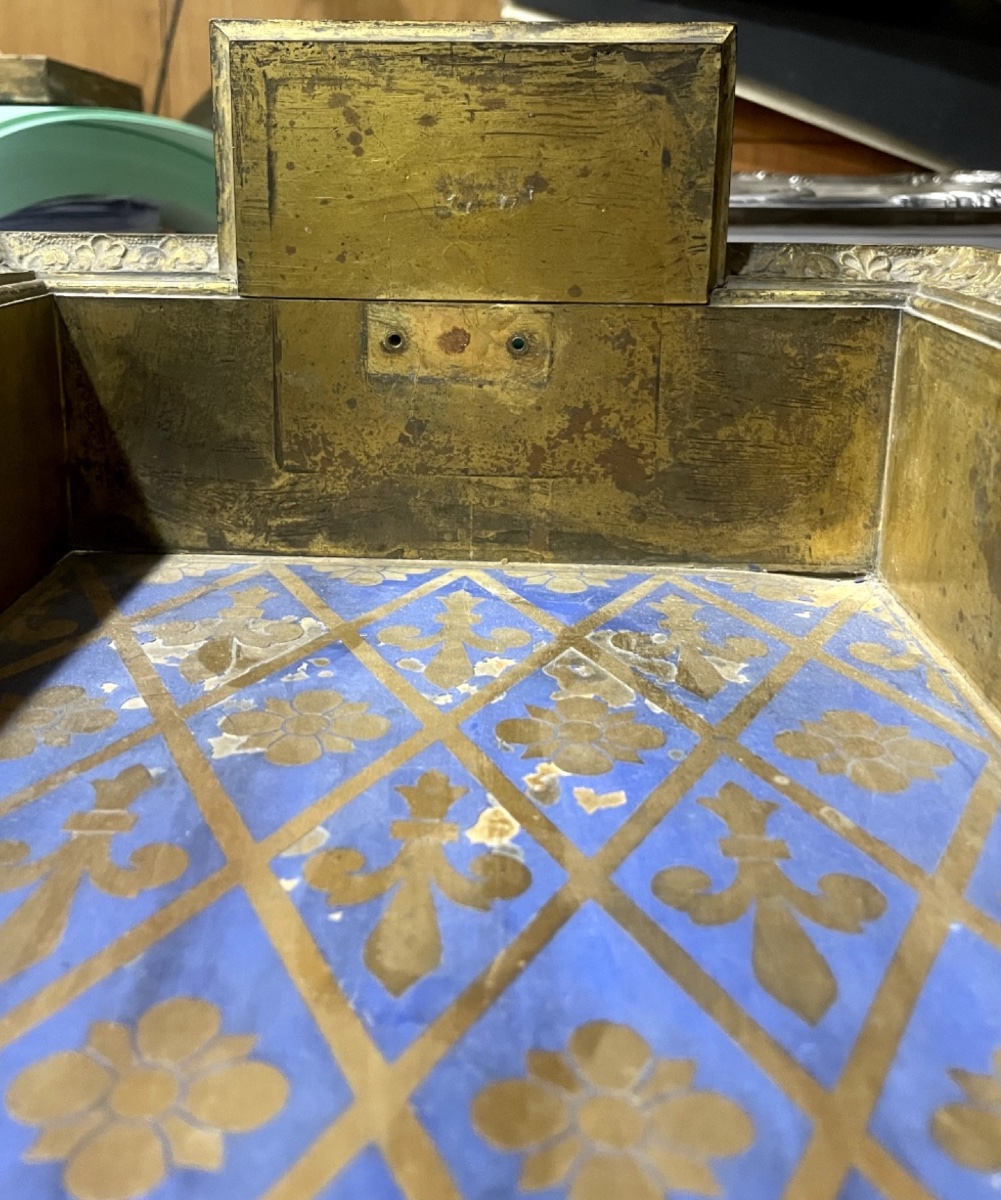 Niche fleurdelisée du XIXe siècle en bronze a patine dorée -photo-4
