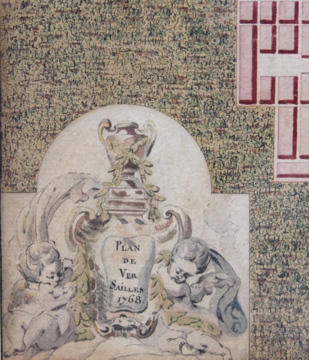 École française du XVIIIe siècle - Plan de Versailles, 1768 - Encre et aquarelle -photo-3