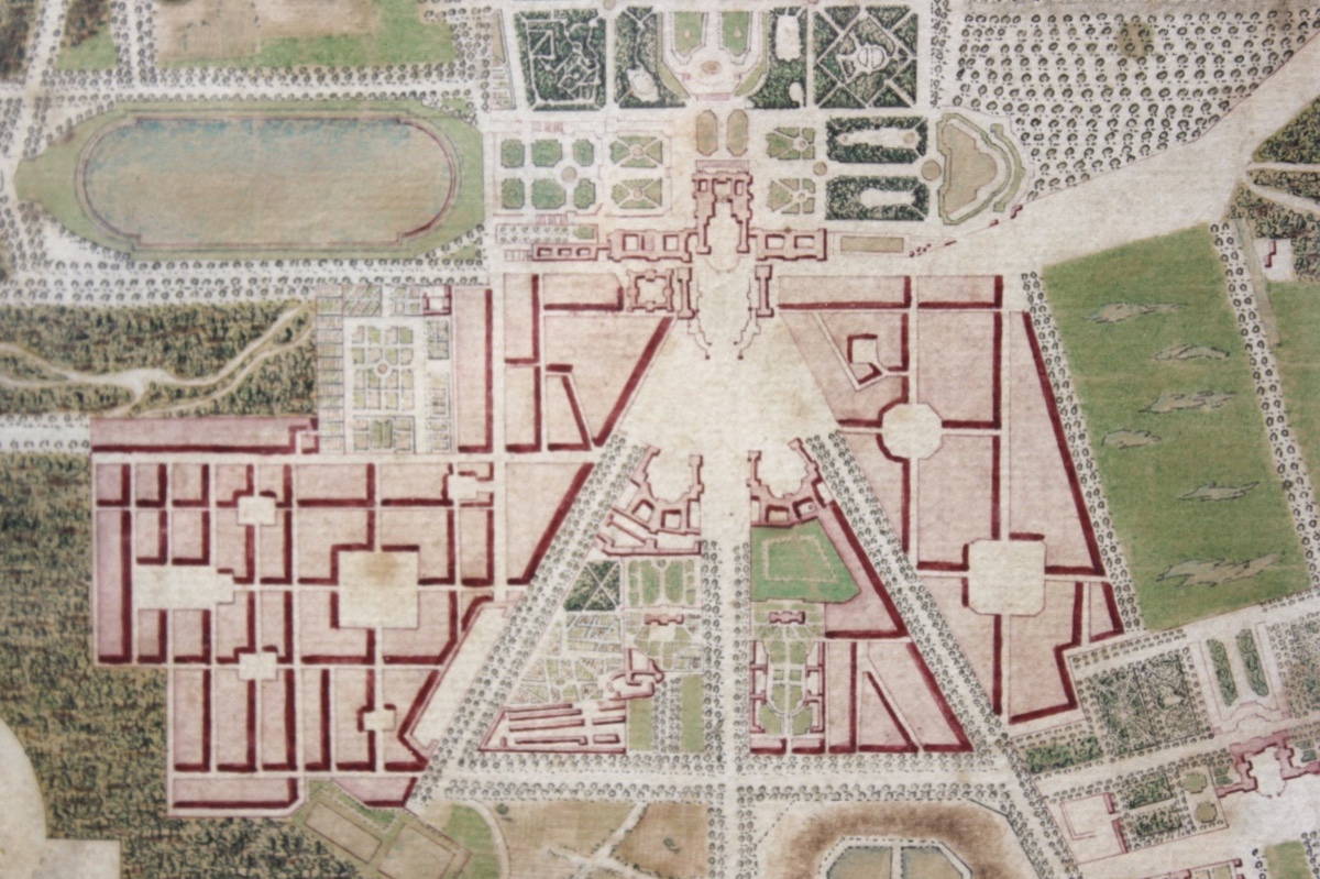 École française du XVIIIe siècle - Plan de Versailles, 1768 - Encre et aquarelle -photo-4