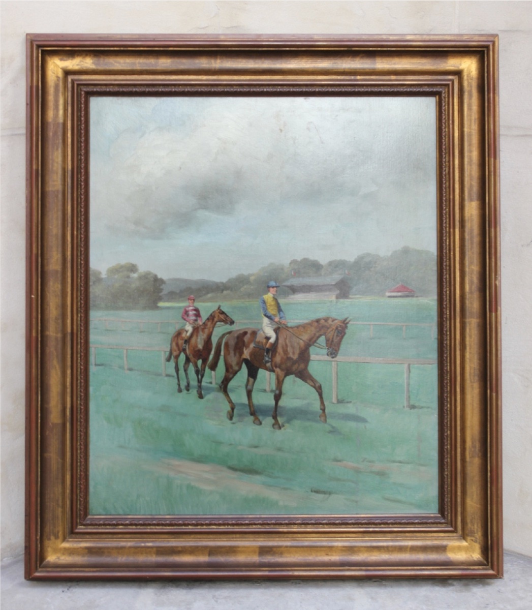 Charles de Condamy - Les jockeys - Huile sur toile 