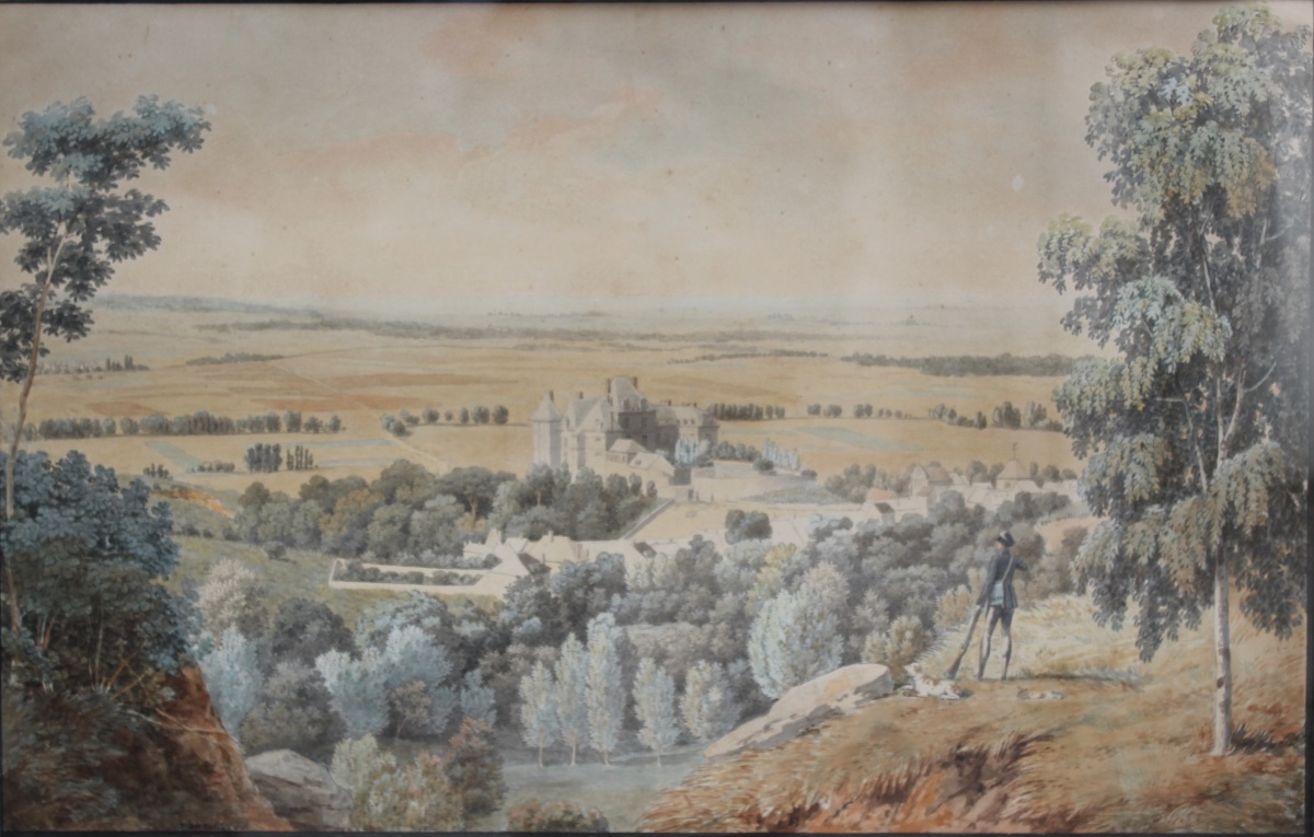Jean Lubin Vauzelle - View Of Roucy Castle (aisne) - Watercolor-photo-2