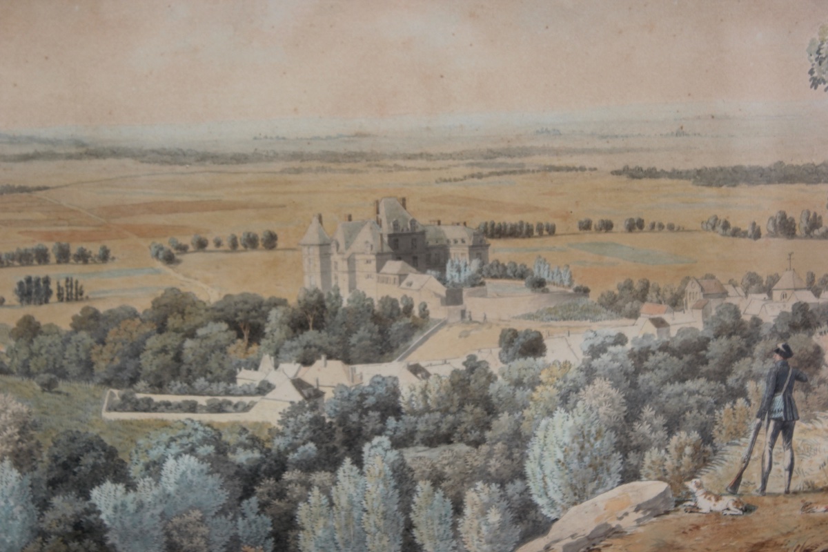Jean Lubin Vauzelle - View Of Roucy Castle (aisne) - Watercolor-photo-3