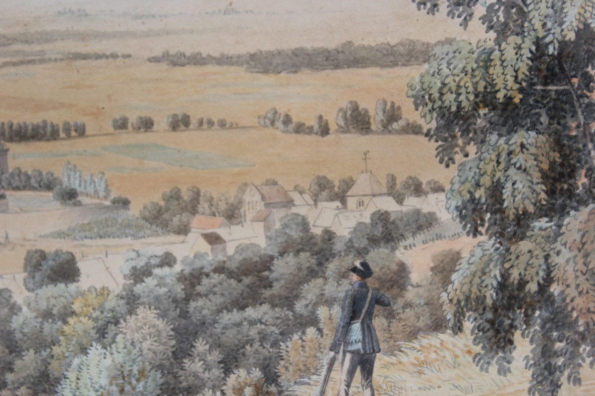 Jean Lubin Vauzelle - View Of Roucy Castle (aisne) - Watercolor-photo-4
