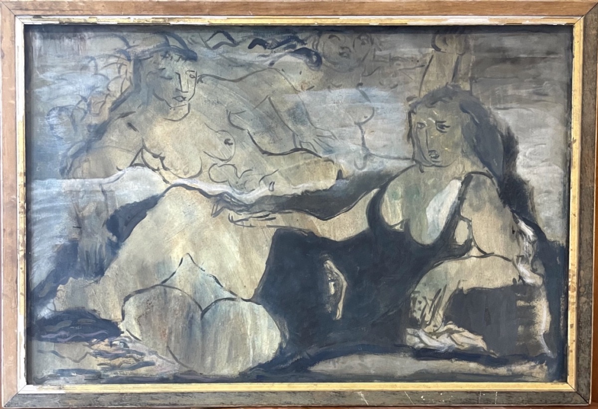 Jean Souverbie - Three Reclining Women - Oil On Canvas