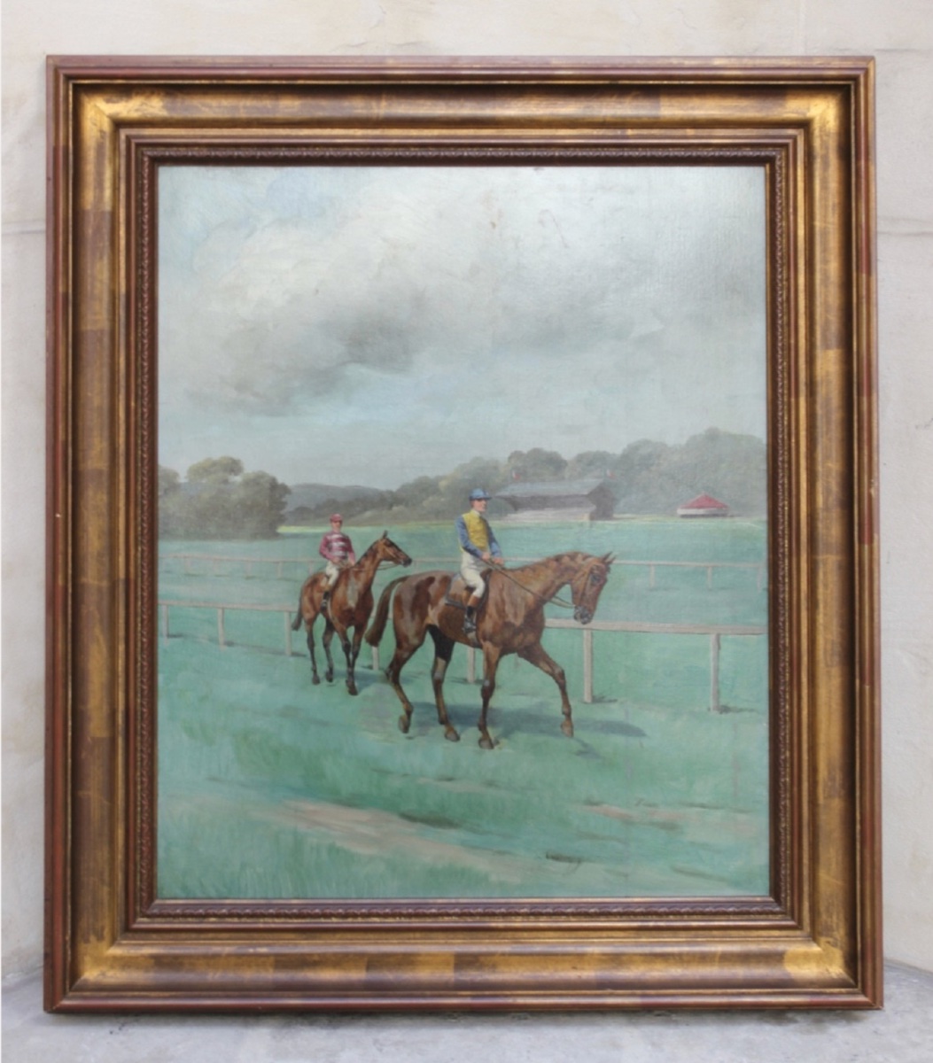 Charles Ferdinand De Condamy - The Jockeys - Oil On Panel