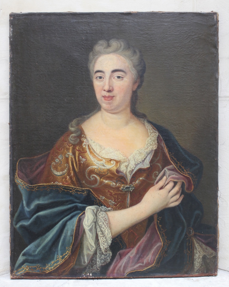 18th-century French School - Portrait Of A Lady Of High Society - Oil On Canvas