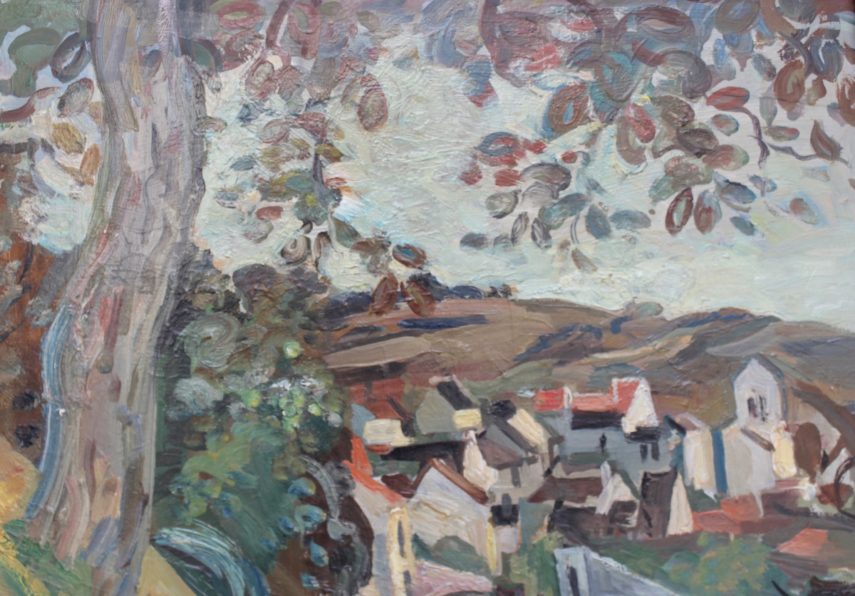 André Planson - Vue du village de Crouttes (près de lisieux) - Huile sur toile -photo-4