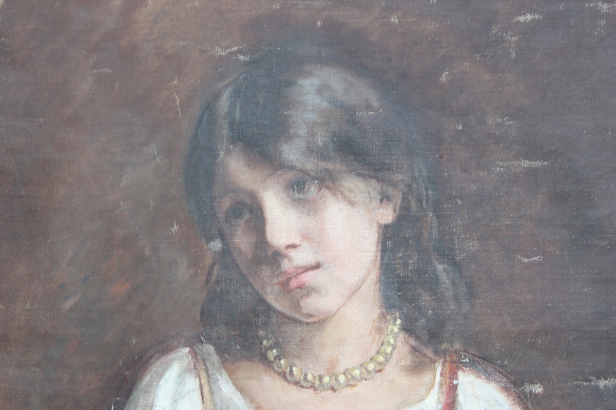 Pauline Laurent (1850–1941) — Sketch For *la Poverella!* — Oil On Canvas-photo-3