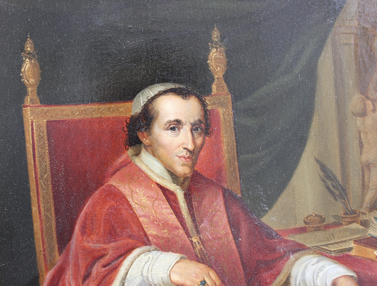 Jean Baptiste Wicar - Portrait du Pape Pie VII - Huile sur panneau-photo-2