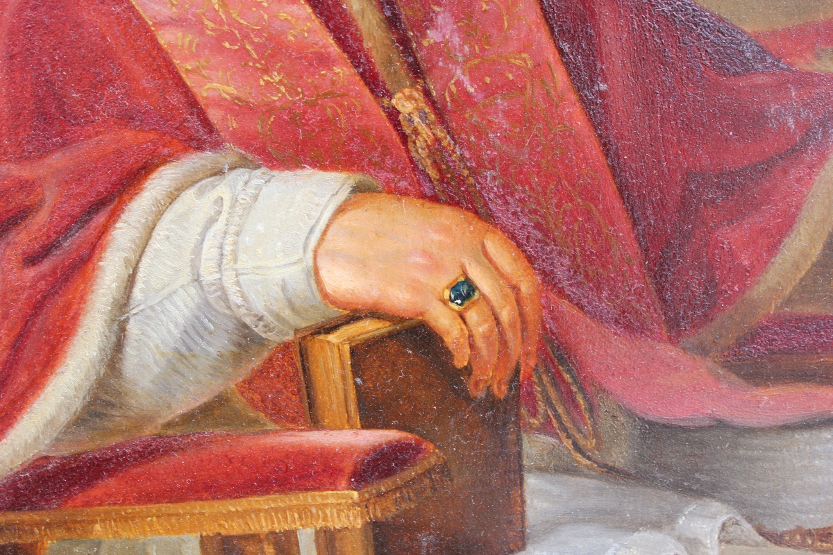 Jean Baptiste Wicar - Portrait du Pape Pie VII - Huile sur panneau-photo-4
