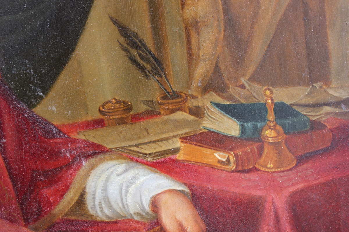 Jean Baptiste Wicar - Portrait du Pape Pie VII - Huile sur panneau-photo-1