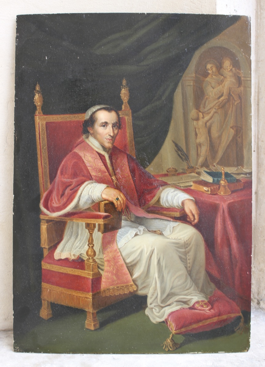 Jean Baptiste Wicar - Portrait du Pape Pie VII - Huile sur panneau