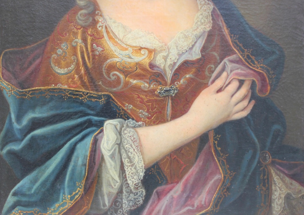 ÉCOLE FRANÇAISE DU XVIIIE SIÈCLE - PORTRAIT D'UNE DAME DE QUALITÉ - HUILE SUR TOILE-photo-4