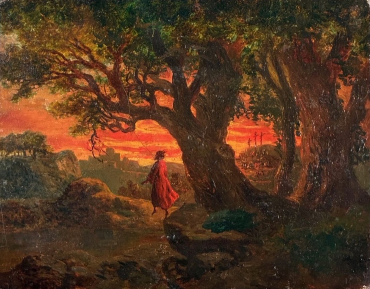 École française du XIXe s. - La mort de Judas - Huile sur panneau
