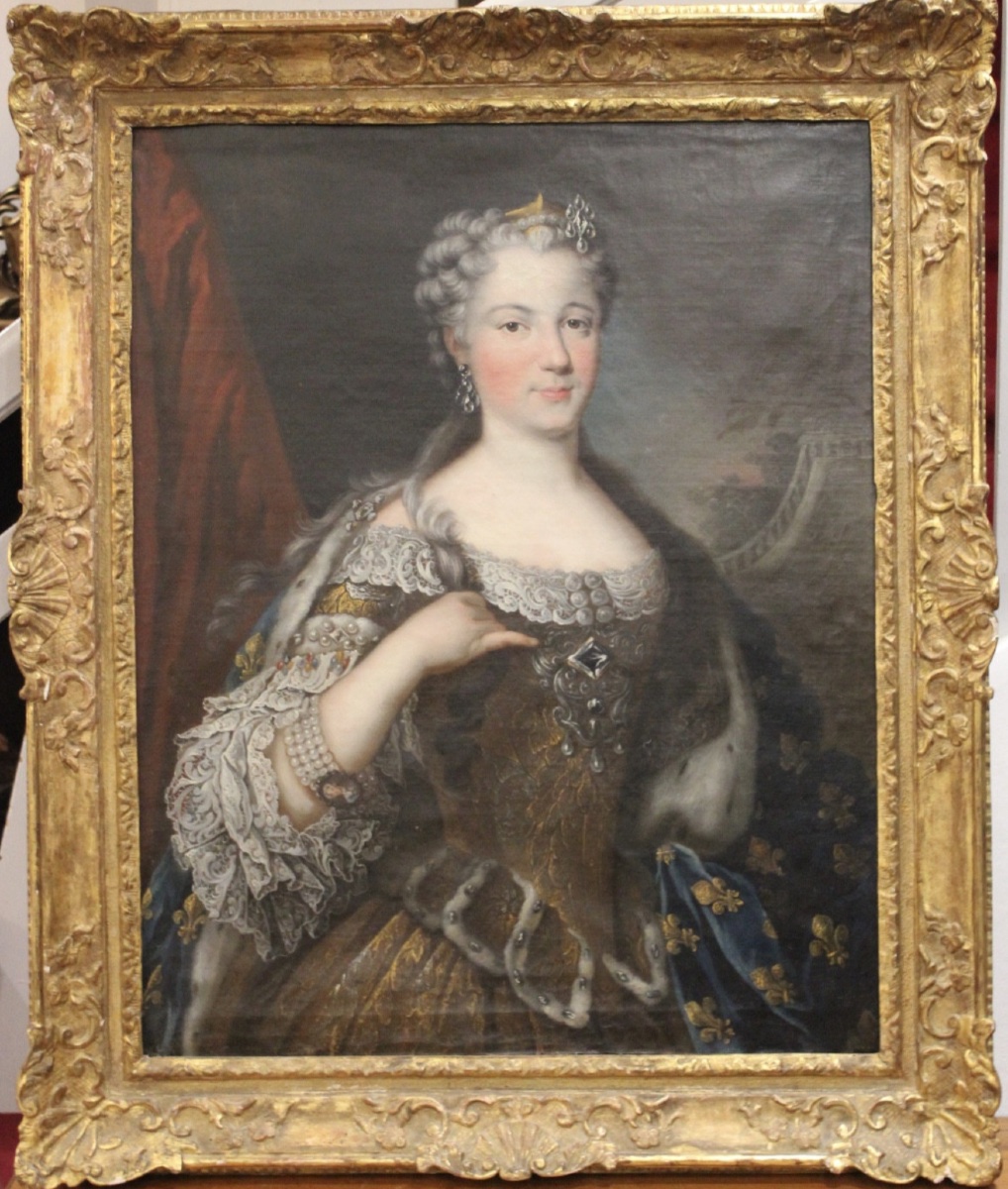 Carle Van Loo's Studio – Portrait Of Marie Leszczynska – Oil On Canvas-photo-2
