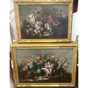 Attribuées à Francesco Guardi (1712-1793) – Paire de grandes huiles sur toile