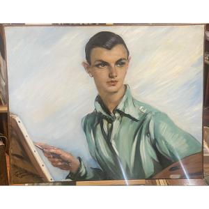 Jean-Gabriel Domergue (1889-1962), Autoportrait vers les années 1920, Huile sur toile