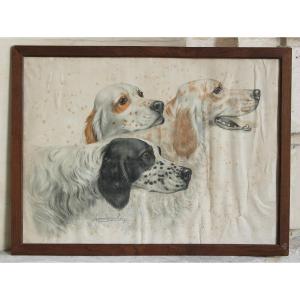 Léon Danchin - The Three Dogs - Engraving
