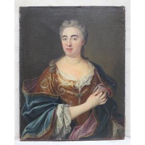 18th-century French School - Portrait Of A Lady Of High Society - Oil On Canvas