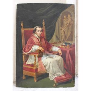 Jean Baptiste Wicar - Portrait Of Pope Pius VII - Oil On Panel