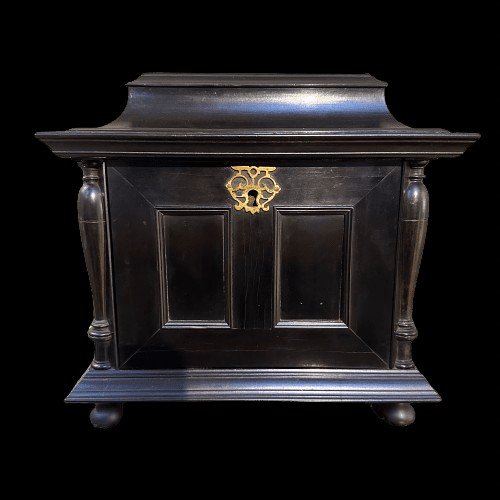 Antwerp Cabinet In Ebony And Silver From The 17th Century