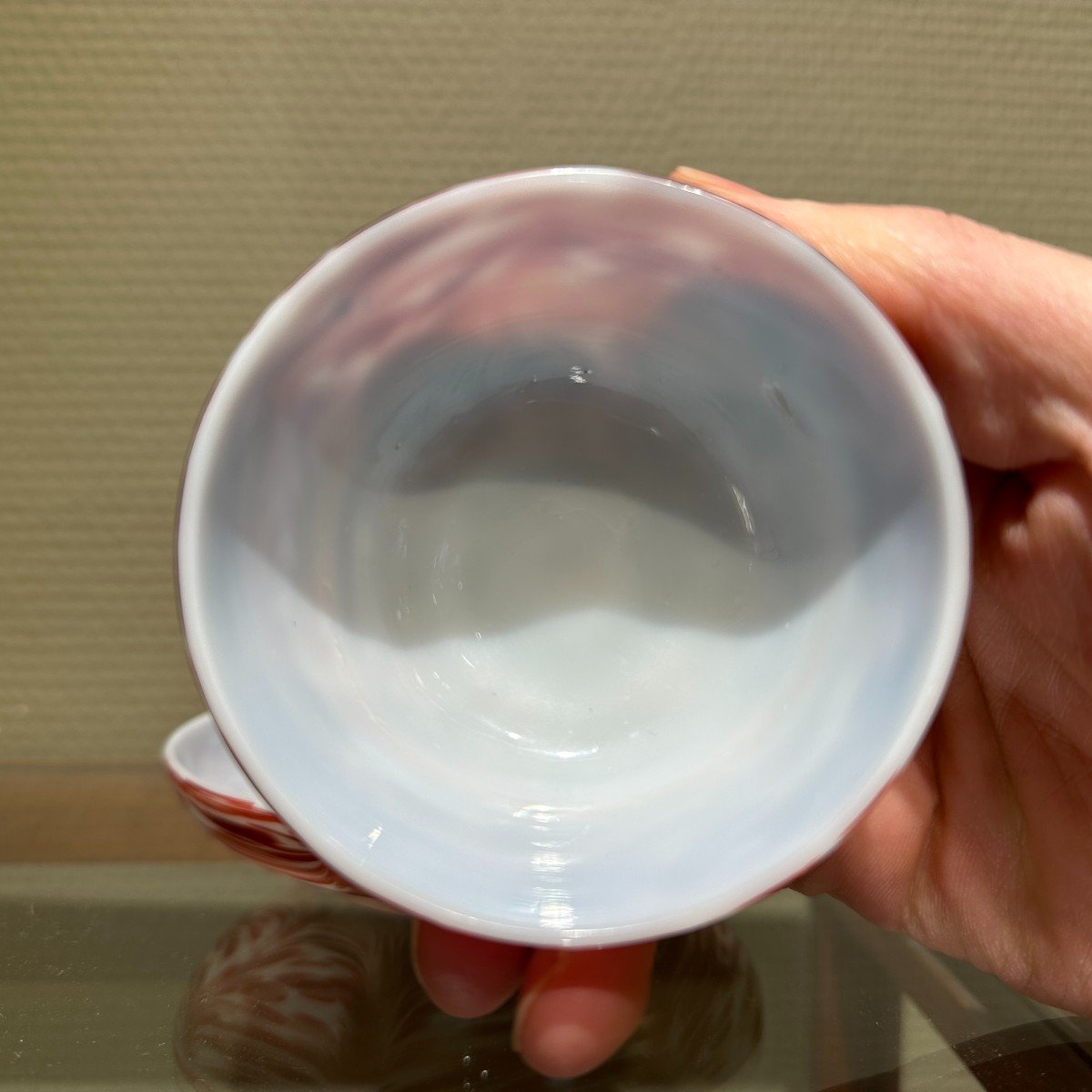 An 18th Century Opaline Glass Cup And Saucer-photo-1