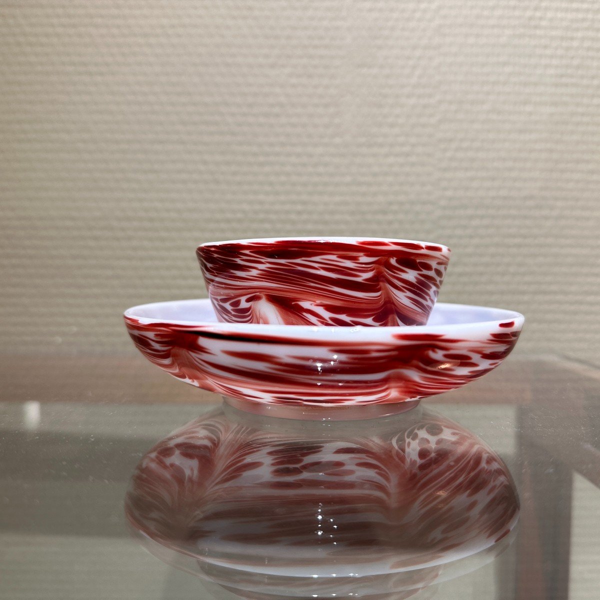 An 18th Century Opaline Glass Cup And Saucer
