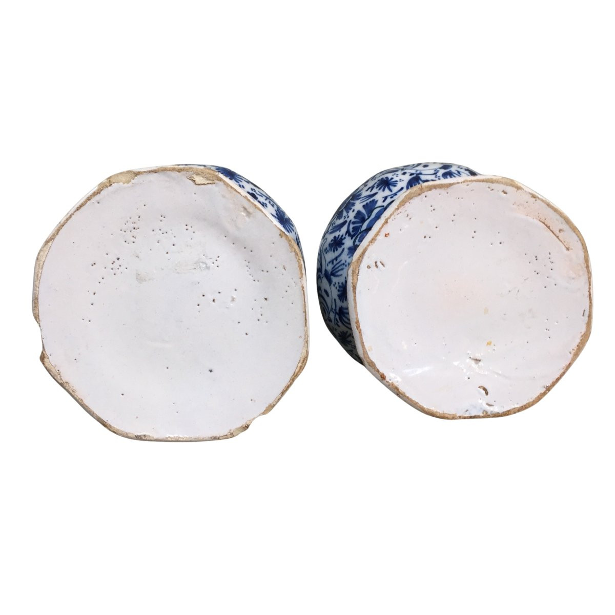 Set Of Two Delftware Vases With Decoration Of Angels, 18th Century-photo-2