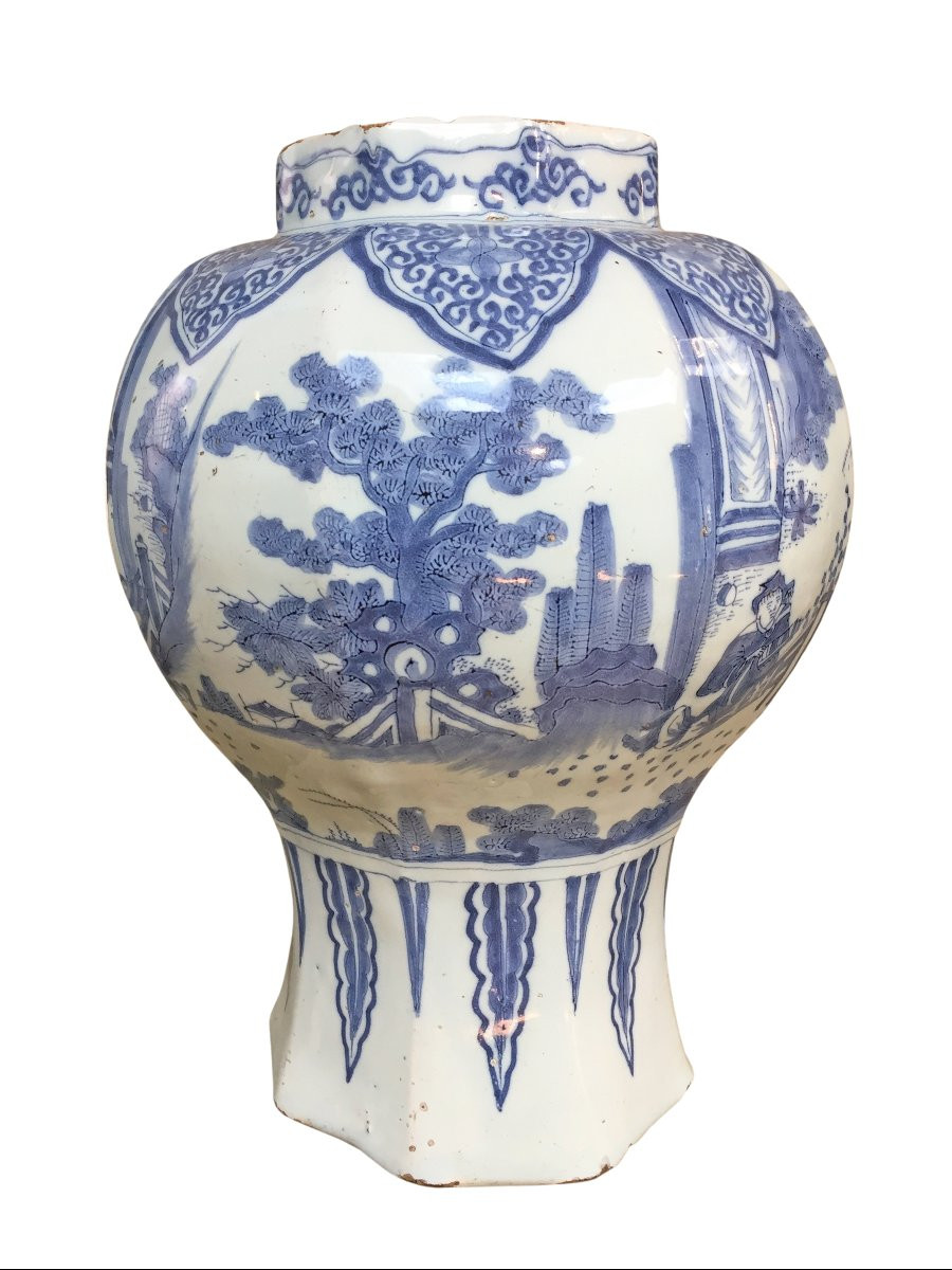 Un Vase Hollandais Antique De Delft à Décor De Chinoiserie. Du XVIIe Siècle-photo-2