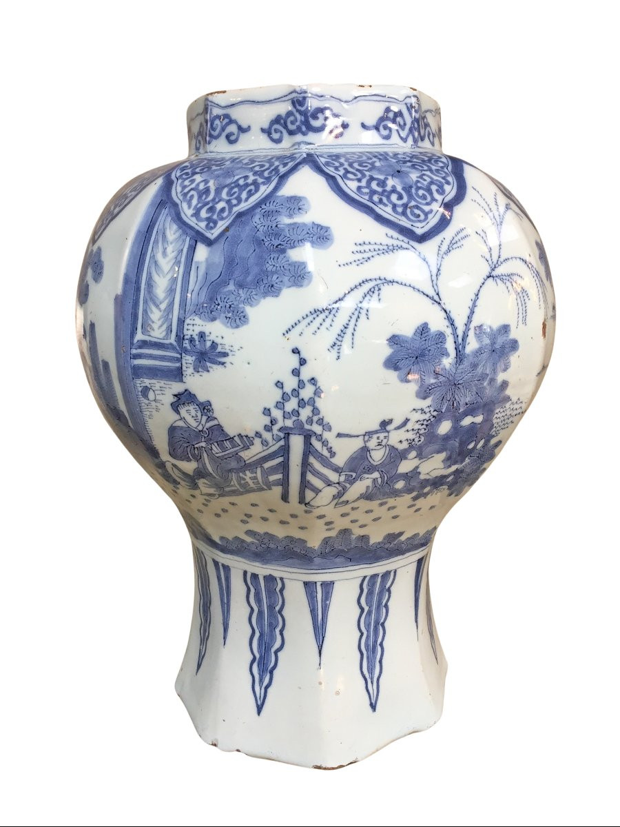 Un Vase Hollandais Antique De Delft à Décor De Chinoiserie. Du XVIIe Siècle-photo-3