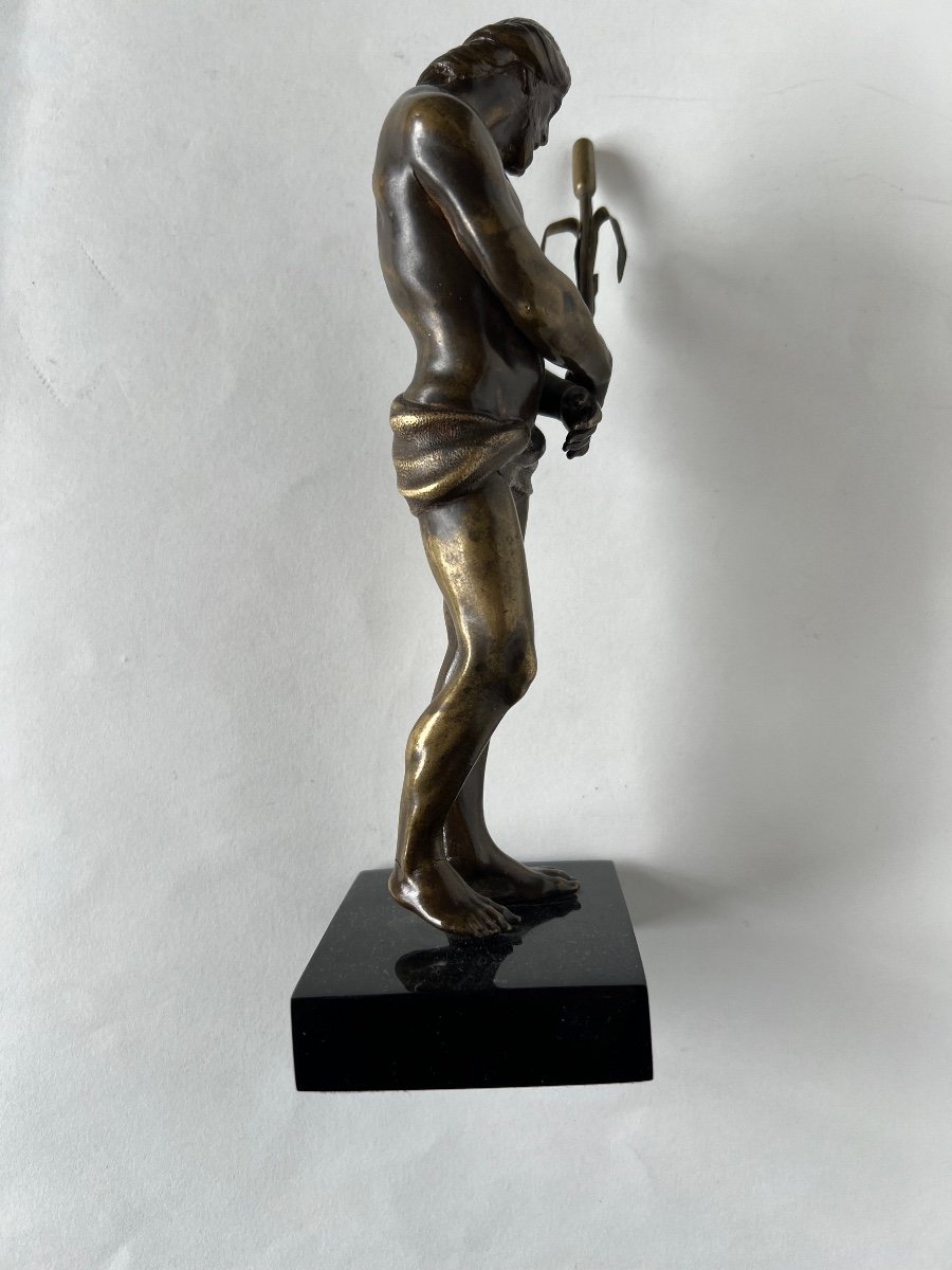 Statuette En Bronze  "christ Au Roseau" école Flamande Début 18 ème-photo-2