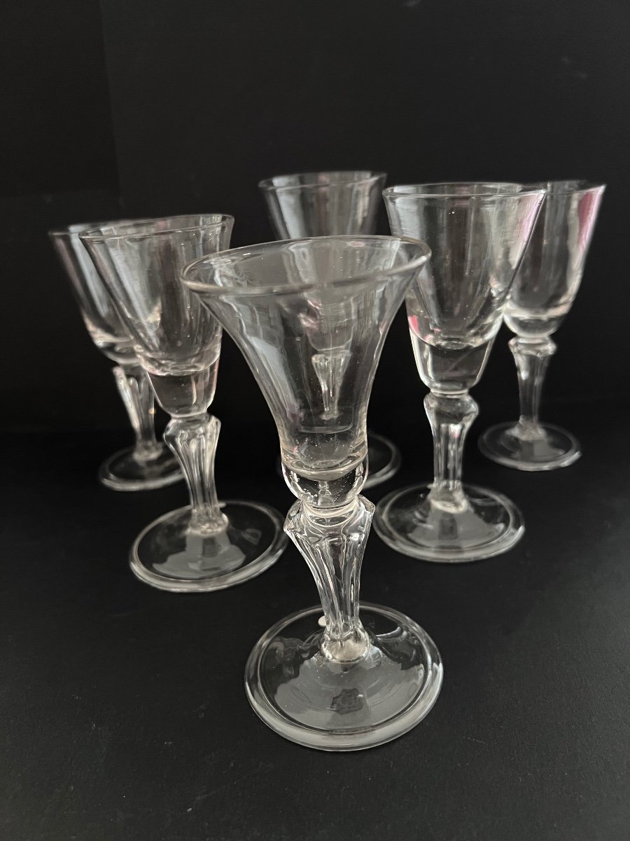 Series Of 6 18th Century Blown Glasses