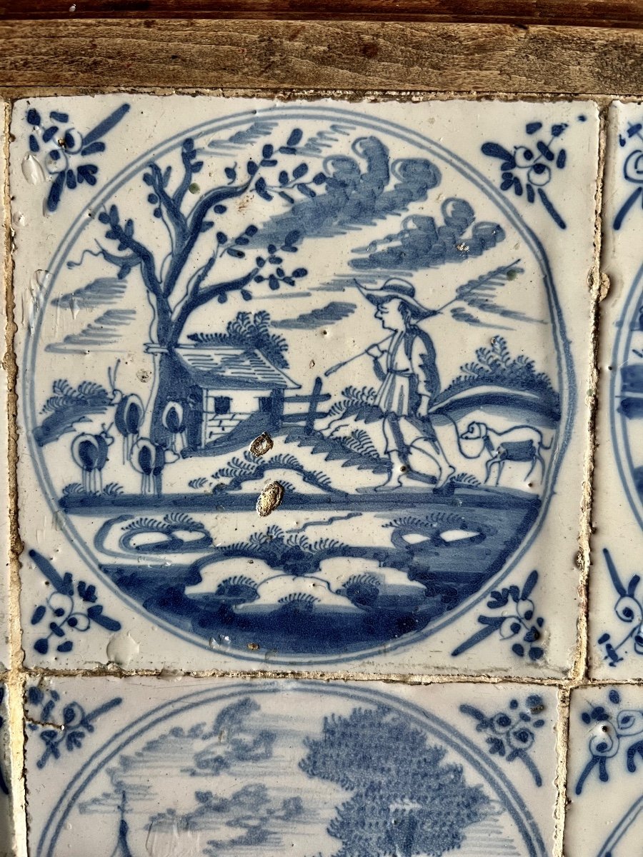 Tray Made Up Of 15 Delft Tiles Early 18th Century-photo-4