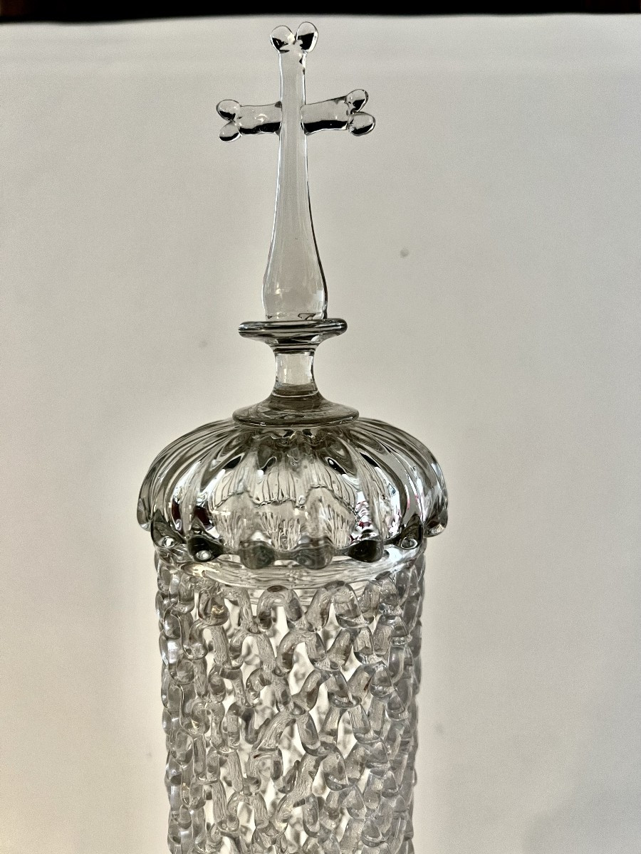 Reliquary Monstrance In Spun And Blown Glass, Liège, 18th Century-photo-2