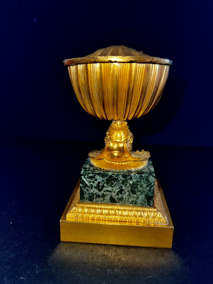 Gilded Bronze Dolphin Inkwell Circa 1820-photo-2