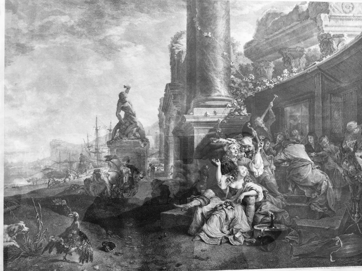 Engraving "part Of Pleasure" N. Delaunay Engraver 18th Century-photo-2