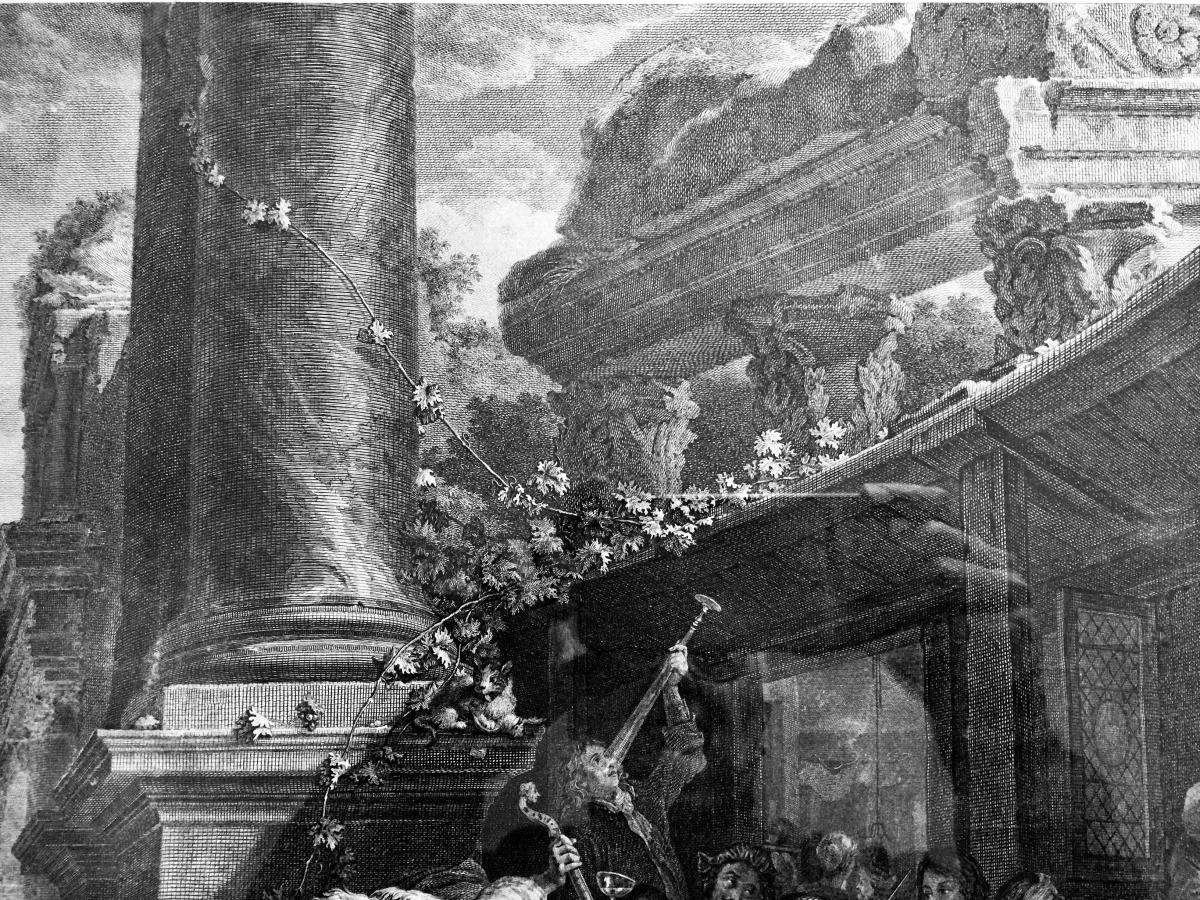 Engraving "part Of Pleasure" N. Delaunay Engraver 18th Century-photo-1